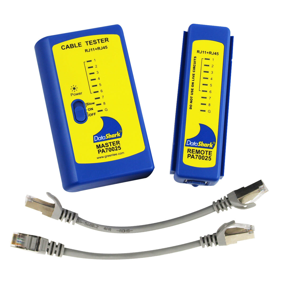 DataShark PA70025 LAN Cable-Check RJ 45 Network Cable Tester Formerly Greenlee Communications Troubleshoot Installation Problems Test Computer Patch Cords or Installed Cable Runs